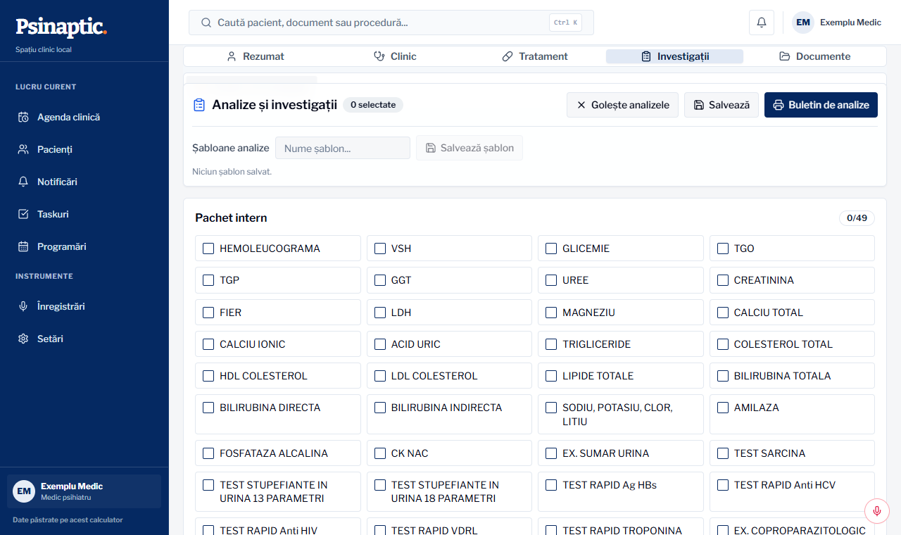 Analizele și investigațiile