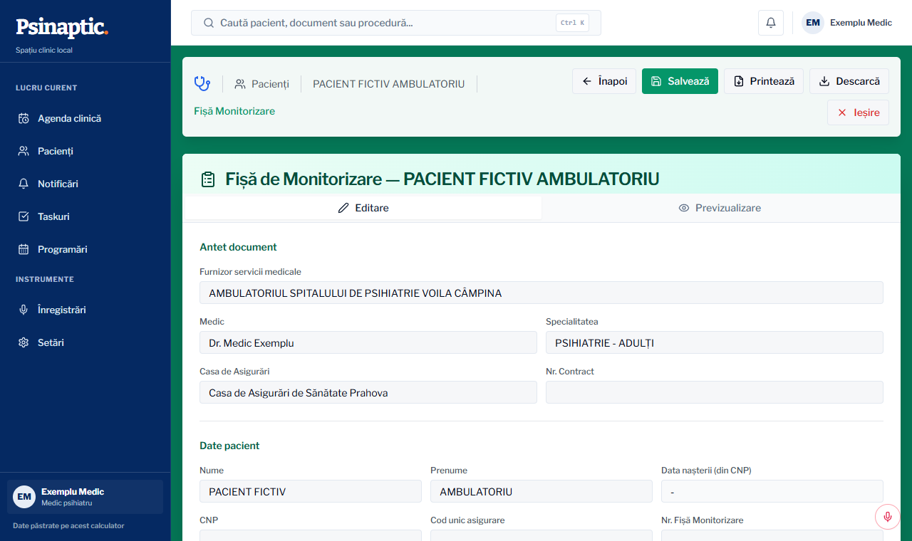 Fișa de monitorizare