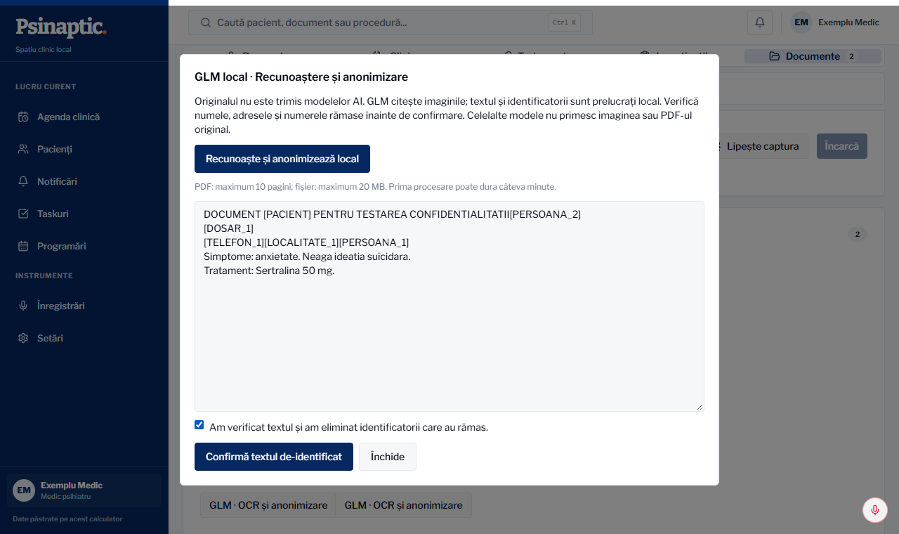 Verificarea anonimizării