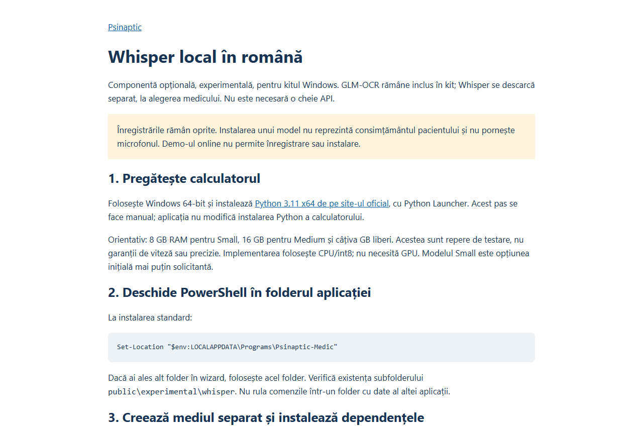 Whisper local opțional